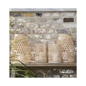 Haute qualité tissé à la main Vietnam bambou lanterne 100% matériau naturel bougeoir lampe de chevet suspension pour la décoration de la maison - Product Image 1