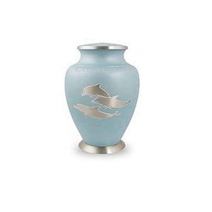 Urnas de Cremación Metálicas Biodegradables Estilo Americano de 200 Pulgadas Cúbicas, Color Azul Cielo, Marca Kayna Export, Hechas a Mano en India, Calidad Premium, Económicas - Product Image 1