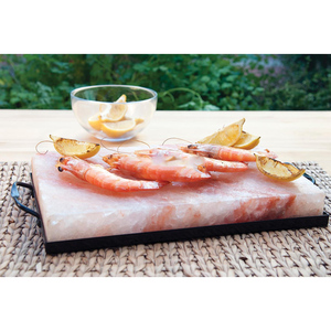 Himalaya Muối khối với kim loại giữ tấm Muối khắc tình yêu nấu ăn barbeque nướng hồng Rock 12*8*1.5 inch - Product Image 3