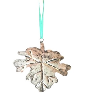 METAL SILVER LEAF CHRISTMAS DECORATION HANGING ORNAMENT HIGH QUALITY METAL CHRISTMAS <b>TREE</b> DECORATION - Product Image 1