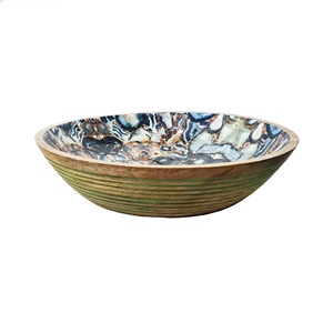 Cuenco de madera de mango recubierto de esmalte con estampado clásico liso elegante diseño de tendencia ecológico para servicio de cocina de comedor comercial - Product Image 1