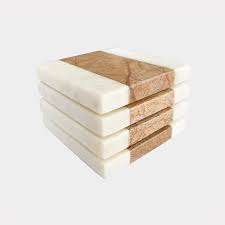 Sous-verres en bois et marbre forme carrée boissons chaudes et froides tapis en bois accessoires pour la maison à vendre - Product Image 5