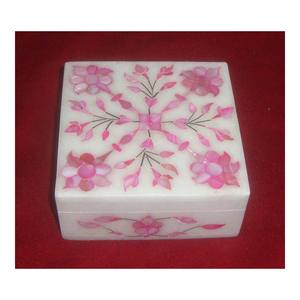 Cajas de Almacenamiento de Joyas Cuadradas de Mármol Blanco con Diseño Floral - Product Image 1