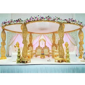 Büyüleyici Mandap hint düğün için büyüleyici düğün dairesel mandala ahşap yuvarlak düğün çadırı tasarım