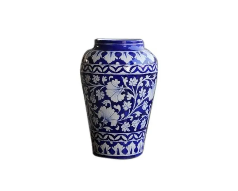 Blue Pottery Indian vase Hand Painted Blue Pottery vase On Cheapest Price High Quality Decorative pottery 18 Inch