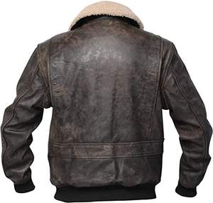 Aviador desgastado de cuero de vaca, chaqueta de vuelo, aviador, marrón - Product Image 3