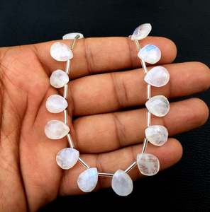 Perles en forme de poire à facettes en pierre de lune arc-en-ciel naturel de haute qualité blanc avec bleu Flashy pour la fabrication de bijoux Bracelet collier - Product Image 5