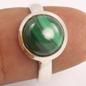 Élégante bague fine en argent sterling 925 belle pierre précieuse malachite bijoux de mariage de haute qualité cadeau ses fiançailles en gros - Product Image 2