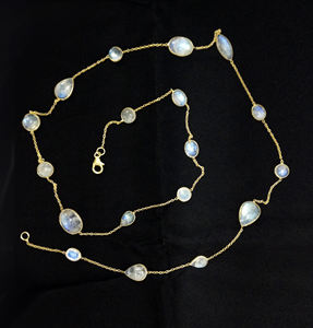 Everyday Wear 925 Sterling Silver Gold Plated Low MOQ Supplier Wholesaler Everyday Wear Gemstones <b>Necklace</b> . Long Chain <b>Necklace</b> - Product Image 2