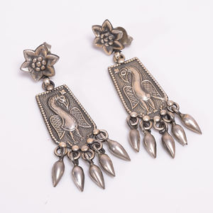 Fantastique fait à la main 925 en argent Sterling boucles d'oreilles pour enfants traditionnel noir oxydé ethnique bijoux fins à la mode - Product Image 4