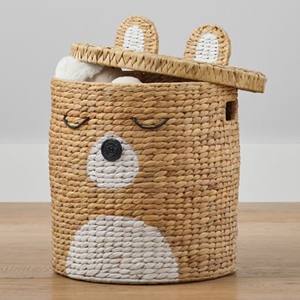 Vente en gros de panier de copain d'ours en jacinthe naturelle avec un design mignon pour les enfants fabriqué au Vietnam avec couvercle pour le stockage de jardin - Product Image 4