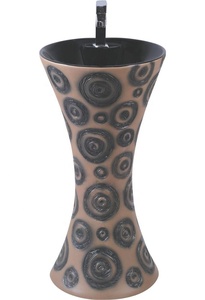 Modern Art Lavabo Design Designer <b>Sink</b> Stand Wash Basin Pedestal for Home Hotel <b>Black</b> Gray Color Embossed Pattern Sanitary Wares - Product Image 4