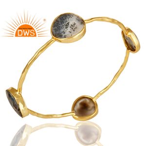 Pulsera de piedras preciosas de ágata para niñas, brazalete de diseño de Plata de Ley 925 chapado en oro amarillo, joyería al por mayor - Product Image 3