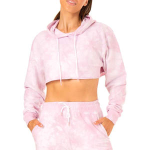 2021 New Arrival Fashion Casual Wear Tie Dye Pullover Hoodie Crop Top Hoodies for women Hot <b>sale</b> products - Product Image 5