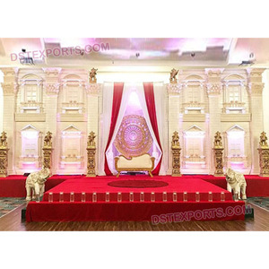 Conjunto de escenario de Marco trasero de ventana de boda tradicional, escenario de boda de aspecto majestuoso moderno, escenario de aumento de boda asiático - Product Image 1