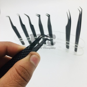 Nuevas pinzas negras Pinzas de extensión de pestañas de acero inoxidable Sólido sostenible con MOQ bajo y Punta puntiaguda Etiqueta privada MINK - Product Image 3