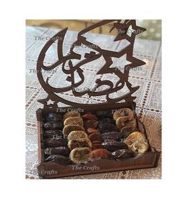 Plateau de chocolats islamiques en bois plateau de Ramadan de forme carrée fait à la main pour l'utilisation de vaisselle de restaurant et d'hôtel - Product Image 1