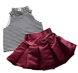 Falda Plisada de Estilo Activo para Niñas, Diseño Nuevo MOMO, en Oferta, Ecológica, de Gasa Estampada, con Botones al Frente, Corte en A, Mini - Product Image 1