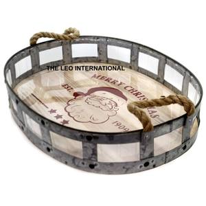 Plateau de service rond de Noël en fer forgé, élégant et luxueux, antirouille, haut de gamme, pour la décoration intérieure - Product Image 4