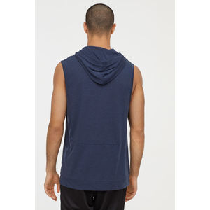 Sudadera con capucha sin mangas azul marino para hombre de alta calidad moda francés Terry algodón bordado músculo Fitness diseño ligero primavera - Product Image 3
