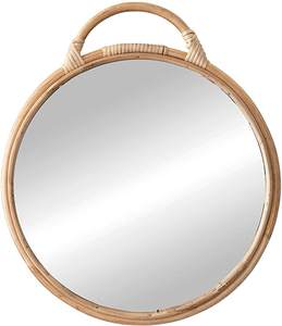 Miroir en rotin fait à la main, finition naturelle, design élégant, parfait pour la décoration murale intérieure et extérieure - Product Image 1