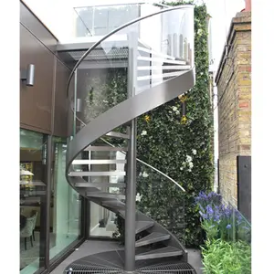 DAIYA small space stairs with circular stairs glass railing steel spiral staircase