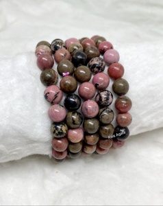 Natural Rhodonite <b>Bracelet</b> Crystal <b>Beaded</b> <b>Bracelet</b> Healing Gemstone Jewelry Reiki Chakra Meditation Gift for Women <b>Men</b> - Product Image 1