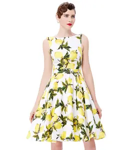 BP Voorraad Mouwloze 16 Patronen Retro Stijl Vintage Katoen Gedrukt Bloemen 50 s Jurk 10 Patronen BP000002-2