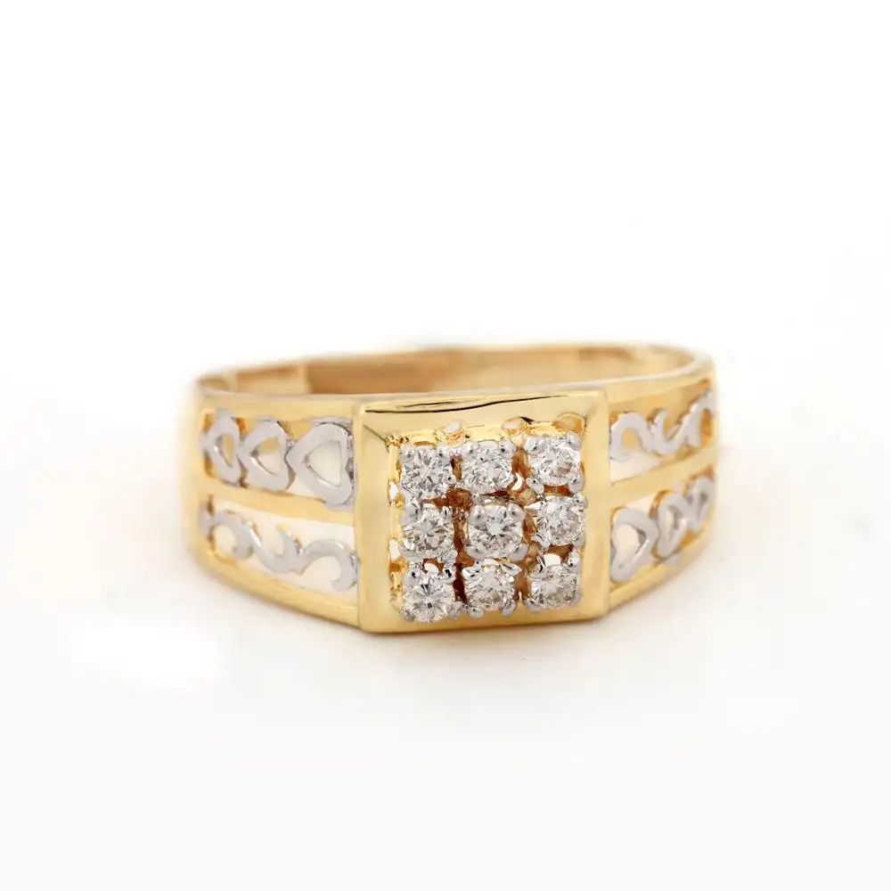 Nieuwste Ontwerp 0.24ct Natuurlijke Diamant 9 Stone Mannen Ring Real 14K Geel Goud Fijne Sieraden Groothandel Sinds 1974 wedding Ring