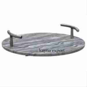 Bandeja de mármol más vendida con mango dorado - Product Image 1