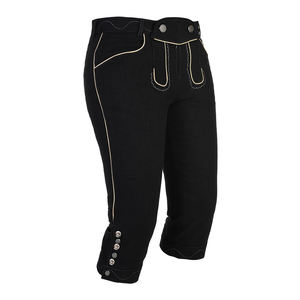 Venta al por mayor señoras negro de cintura alta Lederhosen pantalones cortos hasta la rodilla estilo de las Bermudas logotipo personalizado lavado técnica impermeable OEM - Product Image 5