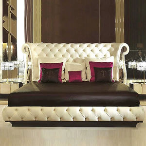 Cama Matrimonial Super <span class=keywords><strong>Queen</strong></span> Size, Muebles de Dormitorio de Diseño Italiano de Última Generación, Cama de Lujo para Villa con Cabecera Tapizada en Cuero - Product Image 5