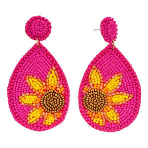 Pendientes bordados con cuentas de semillas para mujer y niña, joyería hecha a mano, multicolor - Product Image 2