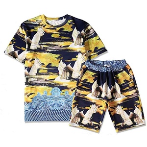 Dernière mode street style couleur différente haute qualité pas cher prix vêtements d'été décontracté blanc hommes t-shirts et shorts ensembles 2025 - Product Image 1