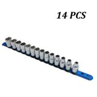 Jeu de douilles extracteurs hexagonales à 6 pans, 1/2 pouce, finition chrome argenté, 14 pièces, 8-24 mm, multi-tailles, logo OEM personnalisé, fabriqué à Taïwan