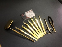 Pincettes à cils en acier inoxydable plaqué or de haute qualité, testées à la main, extension de cils de marque privée, vente en gros