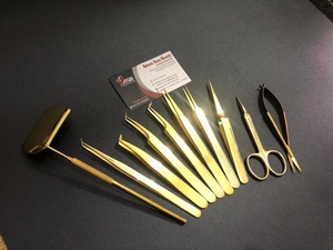 Pinzas de pestañas de acero inoxidable chapado en oro, alta calidad, probadas a mano, para extensión de pestañas, venta al por mayor - Product Image 3