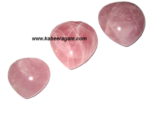 Corazones de Pub de cuarzo rosa Artesanías de piedra semipreciosa en forma de corazones de piedras preciosas hinchadas - Product Image 3