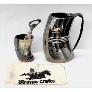 Wholesale Viking Drink Horn Shot Glass for Beer <b>Large</b> Mug and Horn Color with Brown <b>Box</b> <b>Packing</b> with Single Piece Low Price - Product Image 2