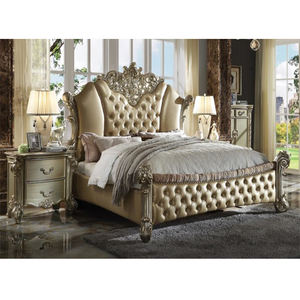 Luxueux lit royal rembourré de chambre à coucher principale en bois de teck pour la maison ensemble de chambre à coucher principale en bois de teck fait à la main - Product Image 1