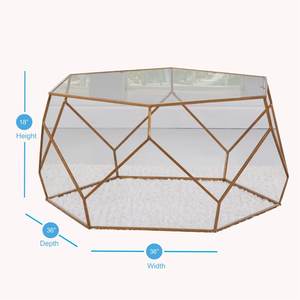 Meubles de table en métal pour le salon, la chambre à coucher, centre de table, finition dorée, verre clair, taille personnalisée, tables à thé en verre - Product Image 2
