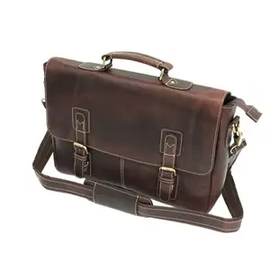Stylish Women Fashion Waxed Canvas Custom Leather Laptop Messenger Portfolio Bag Canvas Bag Messenger Bags