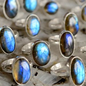 Bagues naturelles femmes ovale diamant bague garçon amour photos labradorite argent superposition naturel labradorite pierre de guérison en cristal - Product Image 4