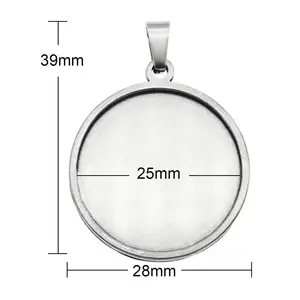 Best Selling 25 MM Round Charm Bezel Cup Real Solid 925 Sterling Silver Pendant Blank Setting Metal Casting Fine Finding Jewelry