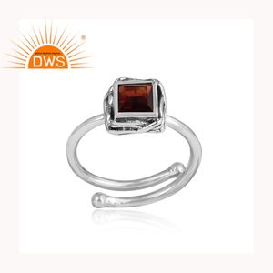 Bague en argent Sterling 925 pour mariage, anneau avec des pierres précieuses carrées, naturel, fournitures de bijoux - Product Image 2