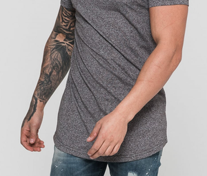T-shirt homme couleur gris anthracite coupe ajustée dans l'ourlet courbe T-shirt 100% coton uni de haute qualité chemises personnalisées pour hommes - Product Image 4