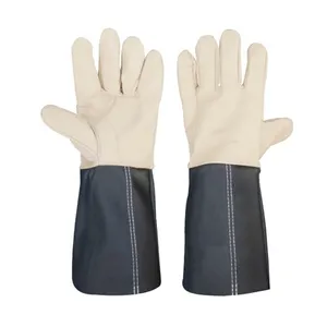 Heat Fire Resistant Mitts Oven Grill Fireplace Pot Holder Tig Welder Leather Welding Gloves BBQ Animal Handling Long Sleeve T/T
