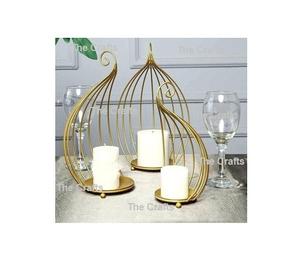 Iron <b>Wire</b> Gold Color Candle Holder Different Size Set Of Three Candle Holder For Home Hotel Table Top Use - Product Image 1