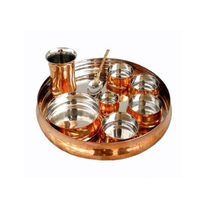 Ensembles Thali en cuivre et acier pour vaisselle de qualité supérieure taille et forme personnalisées ensemble Thali de service alimentaire - Product Image 4