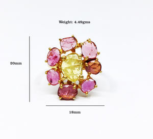 Anillo de Plata de Ley 925 chapado en oro para hombre y mujer, joyería con piedras preciosas de turmalina, Unisex - Product Image 2